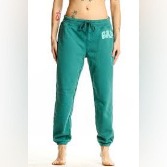 GAP logo Fleece Jogger Sweatpants Teal Medium - Picture 1 of 9